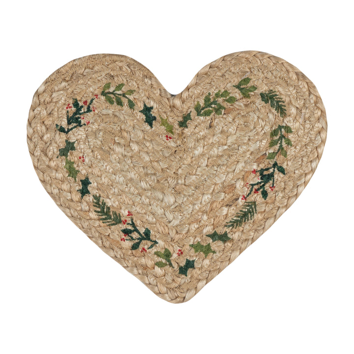 Natural Jute Christmas Heart Coaster