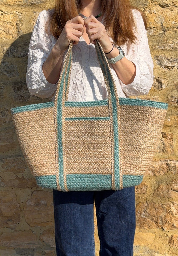 Aqua Pocket Tote Large
