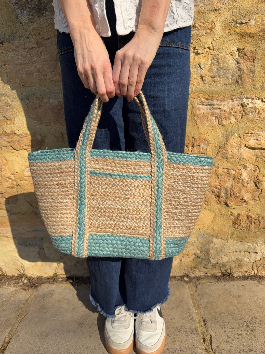 Aqua Pocket Tote Small