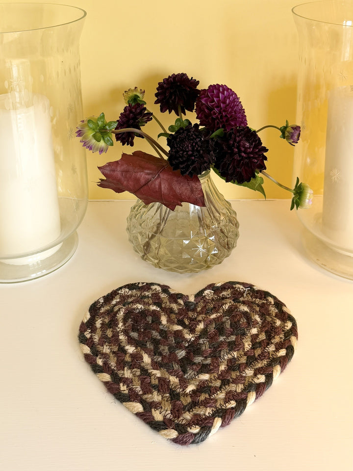 Aubergine Jute Heart Coaster