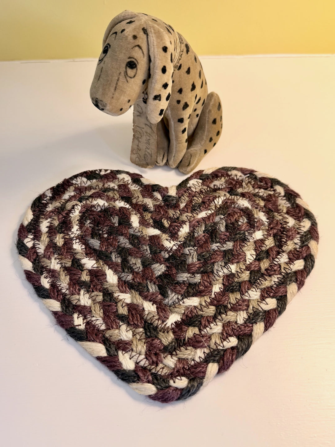 Aubergine Jute Heart Coaster