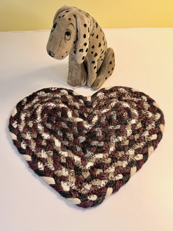 Aubergine Jute Heart Coaster