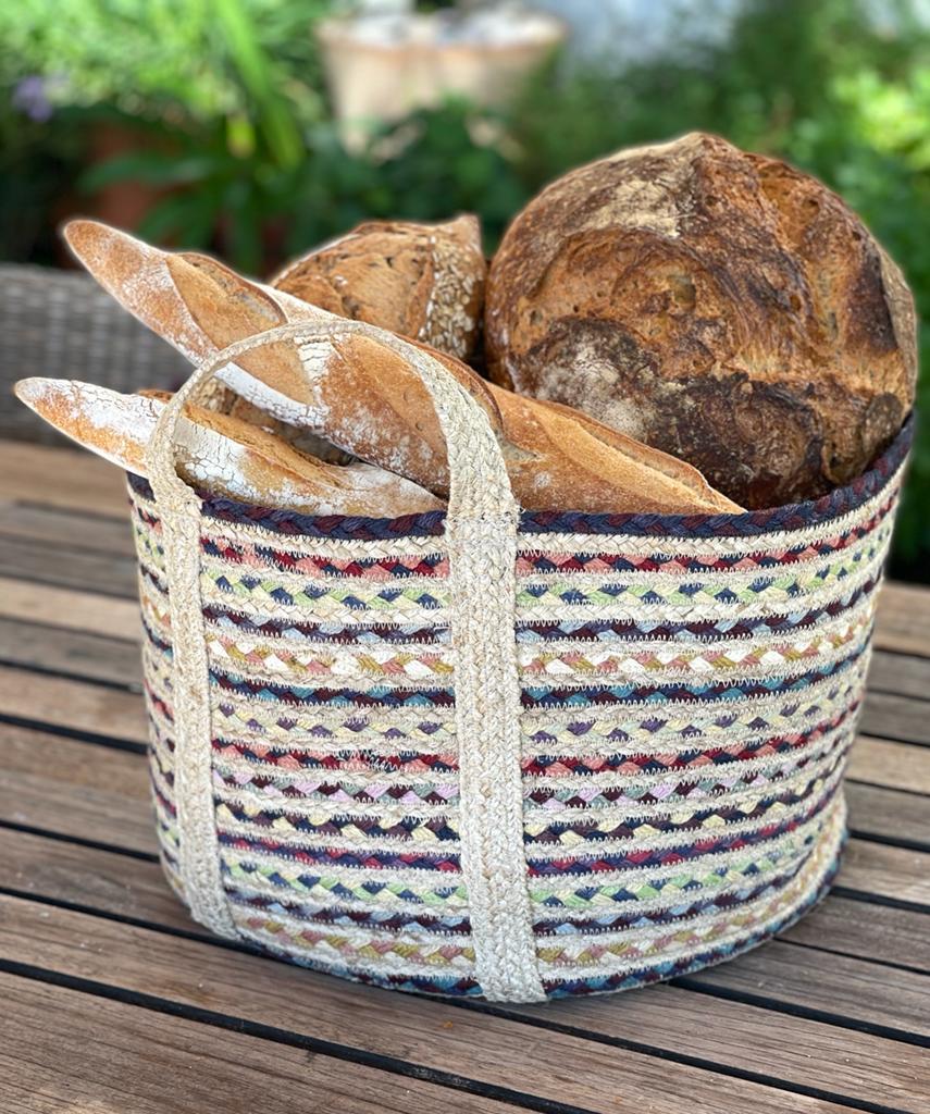 Pastel Fairisle Jute Basket
