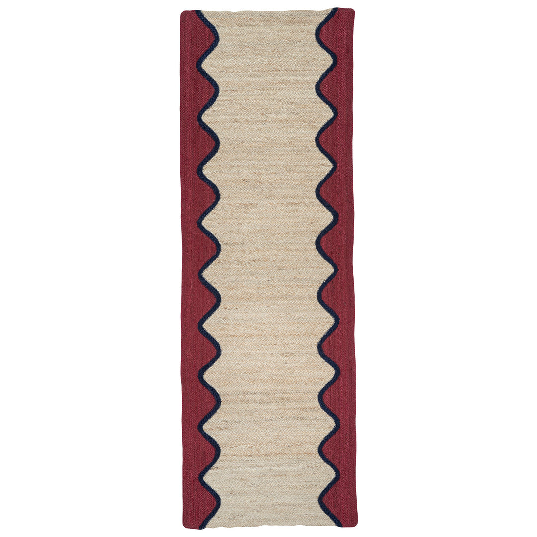 Burgundy Wave Jute Rug