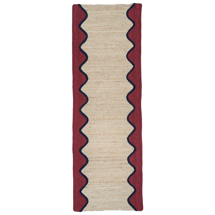 Burgundy Wave Jute Rug