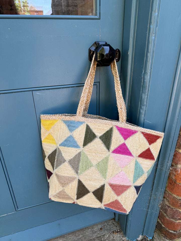 Harlequin Rainbow Jute Tote - 30% Off
