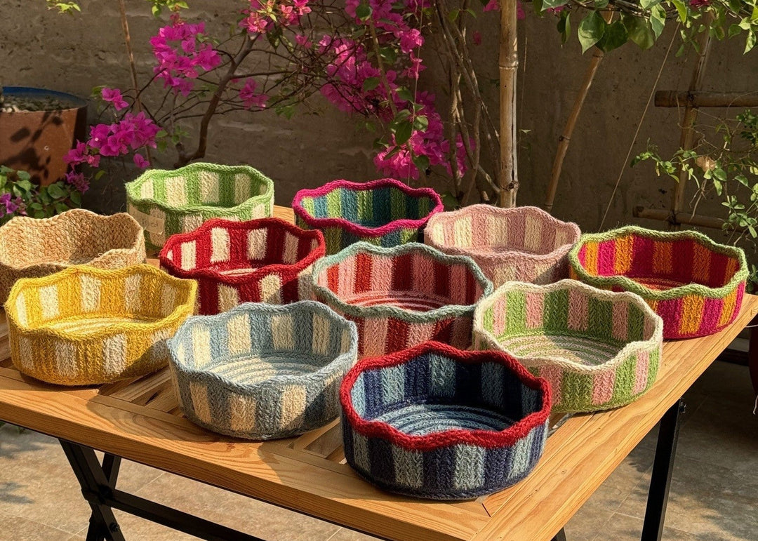 Tulip Mini Basket Natural Stripe
