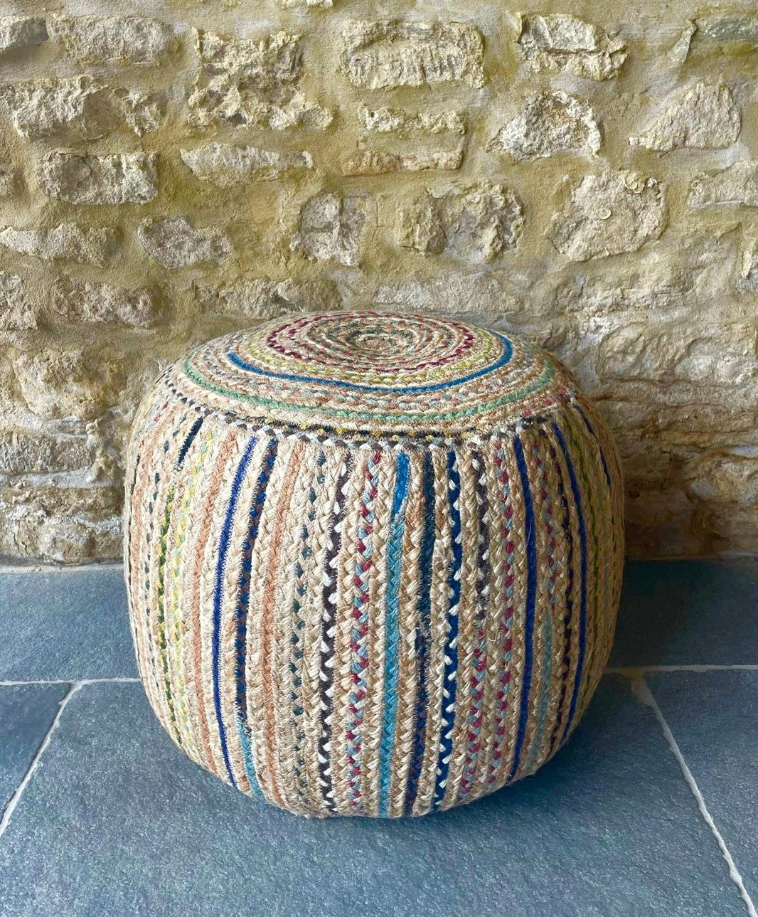 Multi Jute Pouffe Large