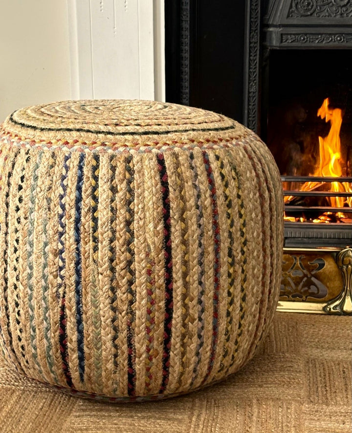 Multi Jute Pouffe Large