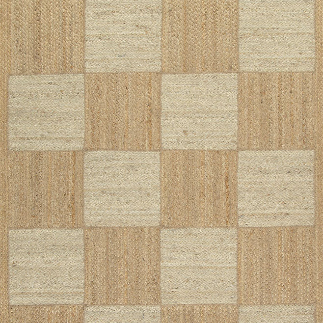 Natural & White Tile Rectangle Rug