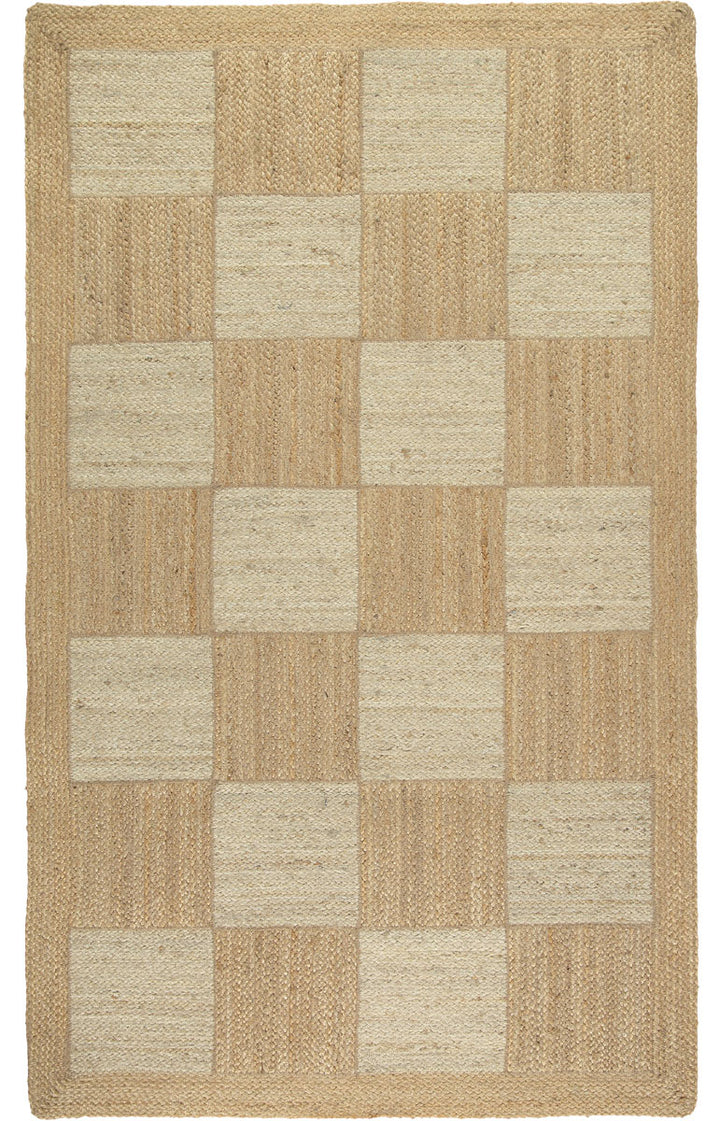 Natural & White Tile Rectangle Rug