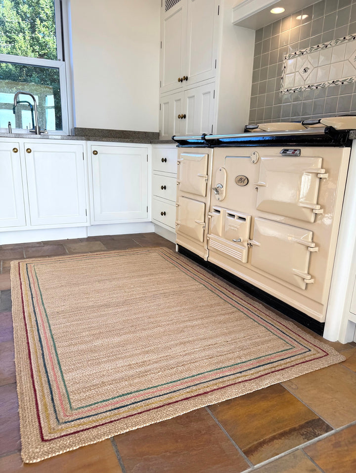 Stripe Border Natural Jute Rug