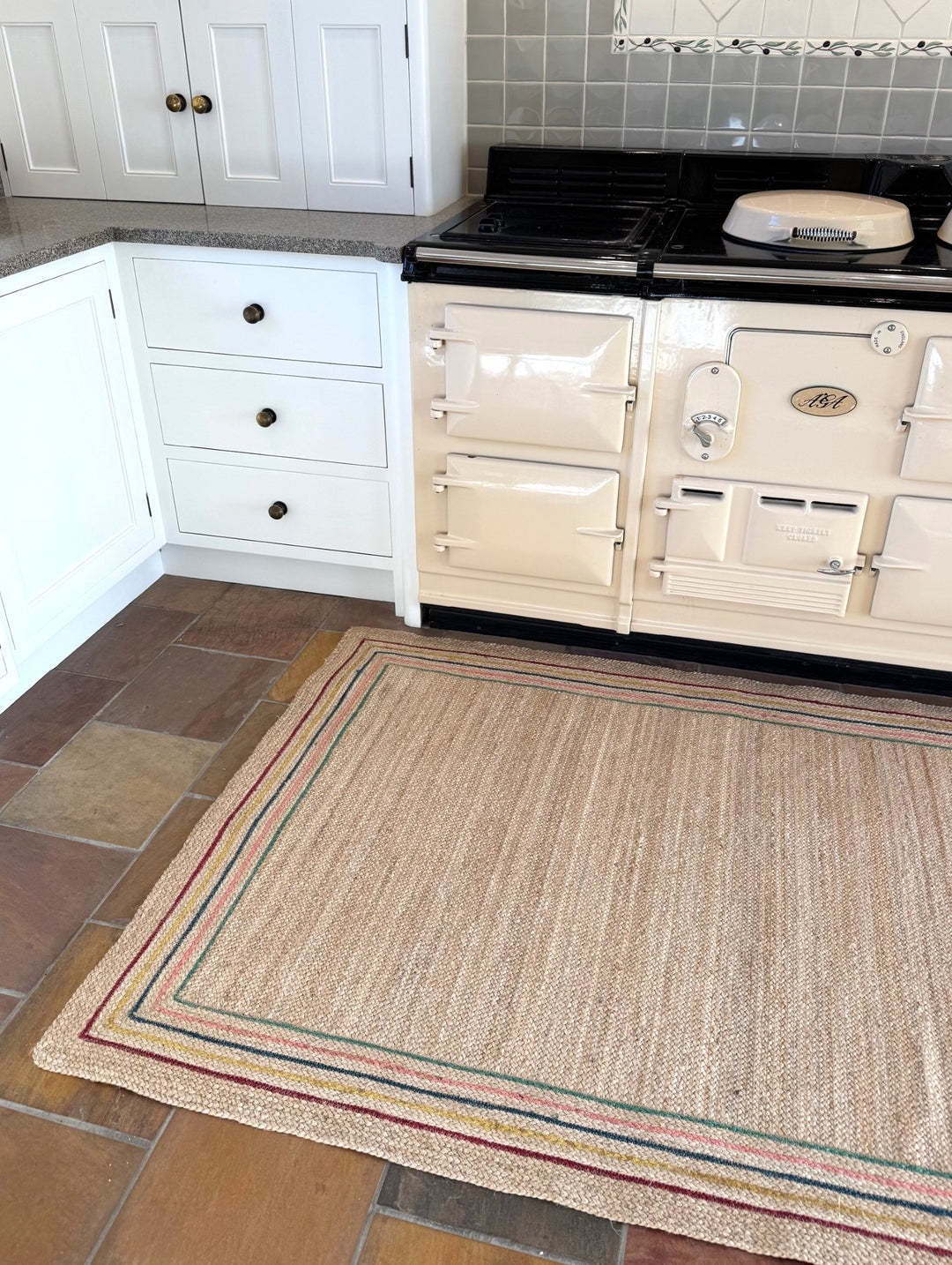 Stripe Border Natural Jute Rug