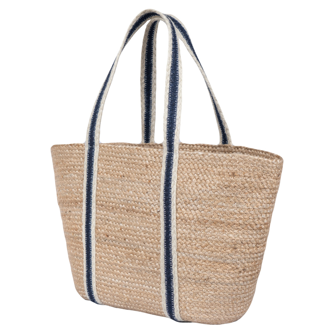 Navy Stripe Large Jute Tote