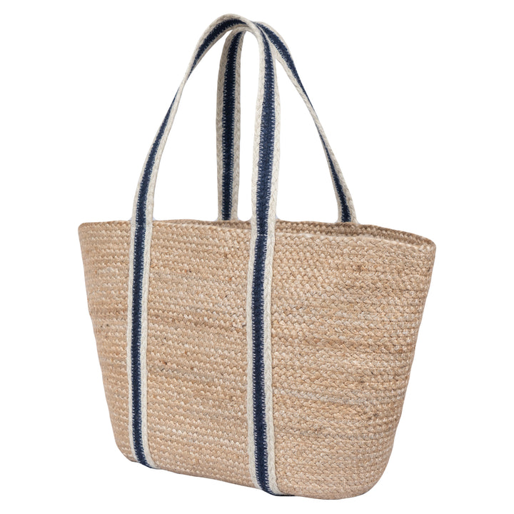 Navy Stripe Large Jute Tote