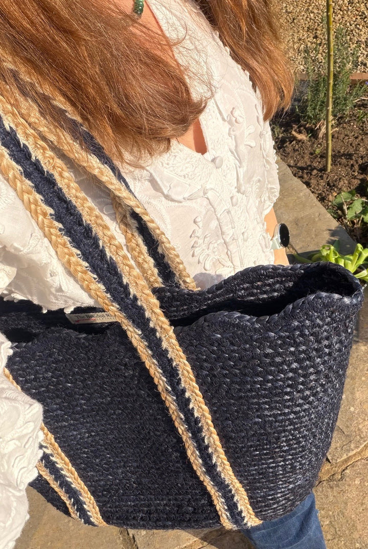 Navy Scallop Tote Large