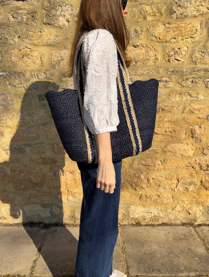 Navy Scallop Tote Large
