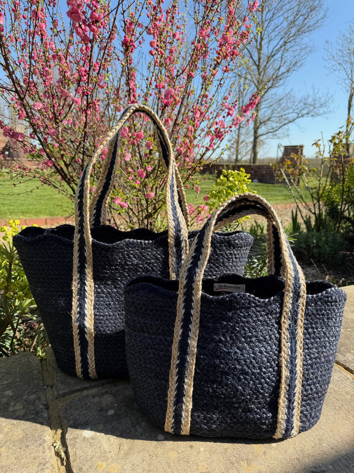 Navy Scallop Tote Large