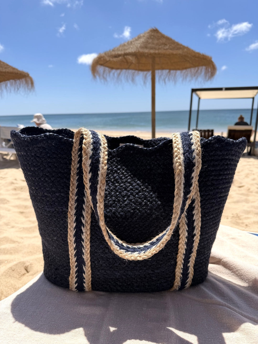 Navy Scallop Tote Large