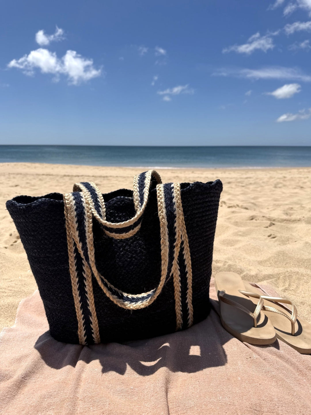 Navy Scallop Tote Large