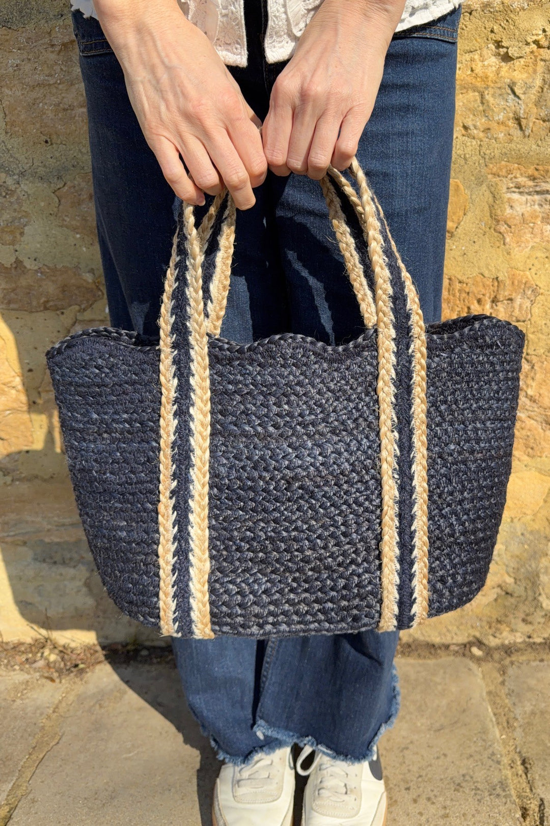 Navy Scallop Tote Small