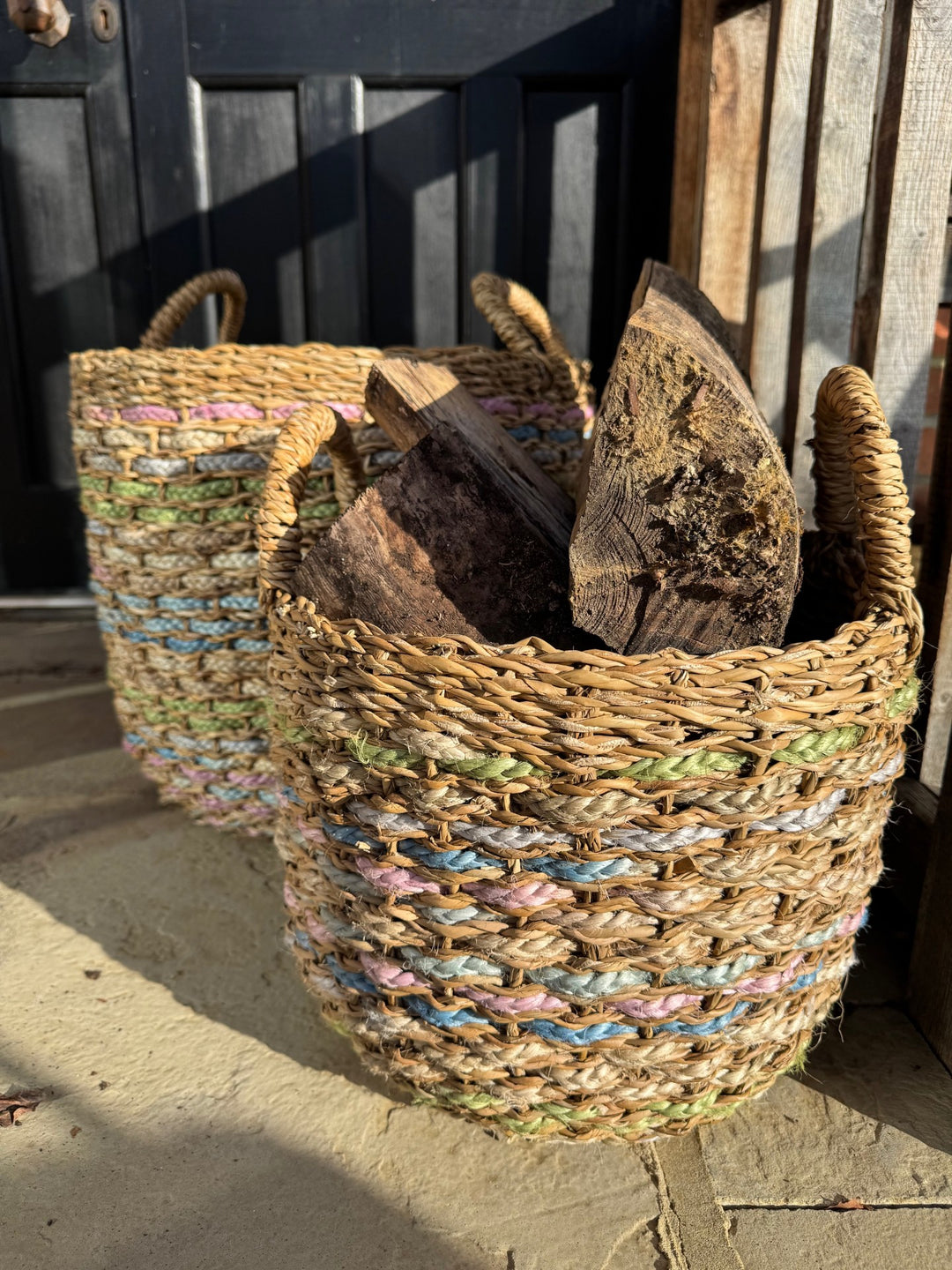 Village Pastel Log Basket