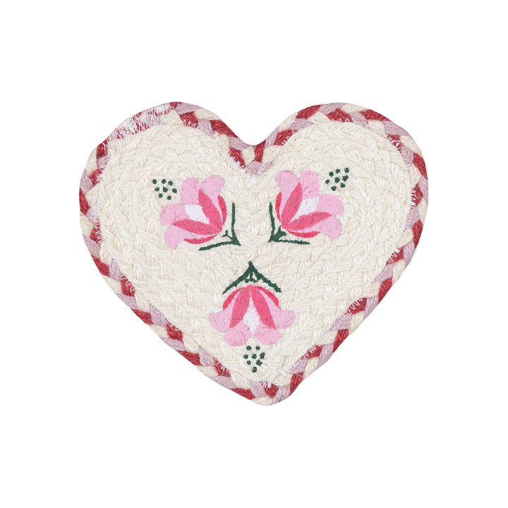 Pink Lily Heart Coaster