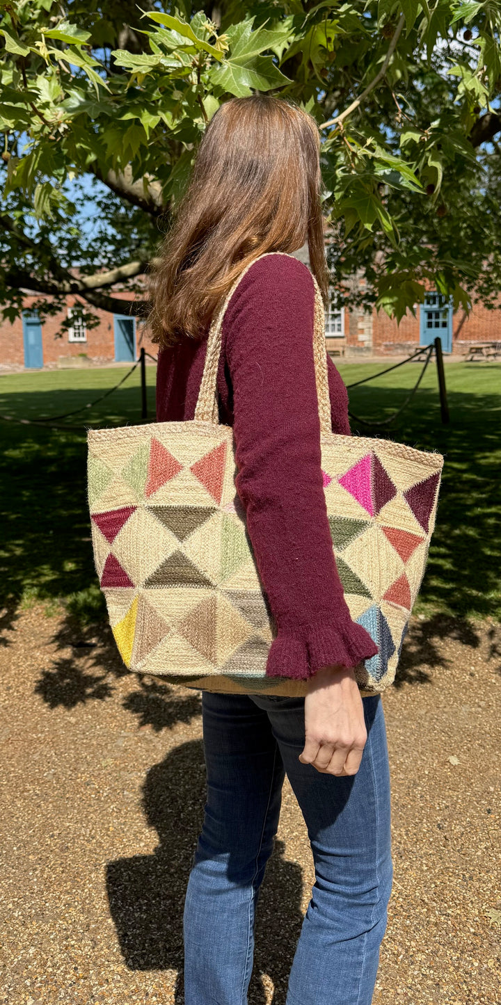 Harlequin Rainbow Jute Tote - 30% Off