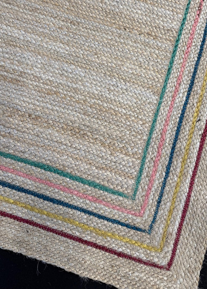 Stripe Border Natural Jute Rug