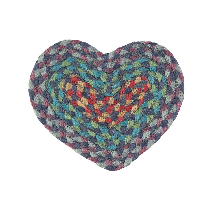 Carnival Blue Organic Jute Heart Coasters