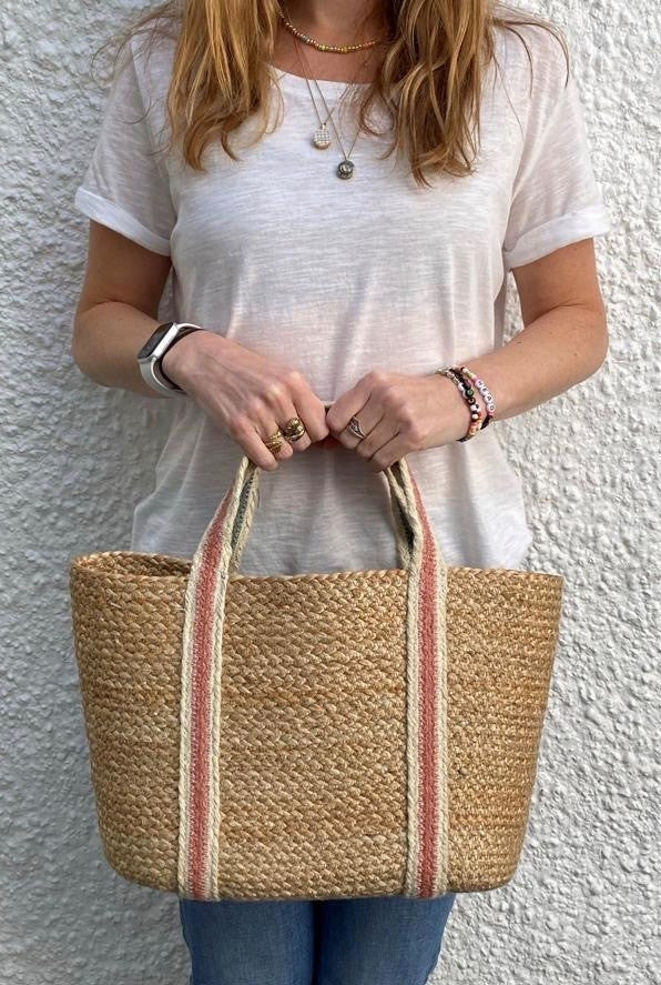 Summer Rose/Thistle Small Raw Jute Short Handle