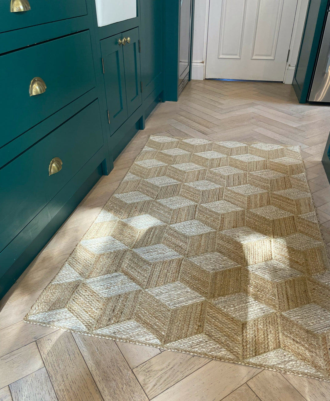Natural Jute Tumbling Block Rug - 40% Off